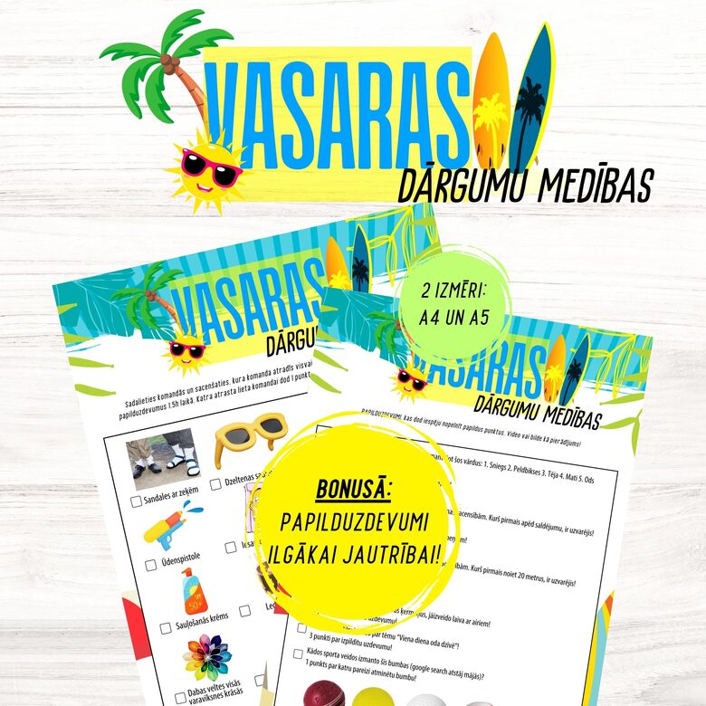 Spēle Vasaras Dārgumu Medības, jeb Scavenger Hunt, digitāls PDF fails